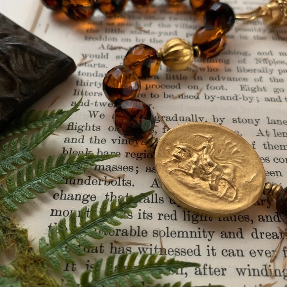 Jaded London Jewelry - 90's JADED 21K GOLD PLATED TRUSCAN ROMAN STYLE BEADED CRYSTAL NECKLACE